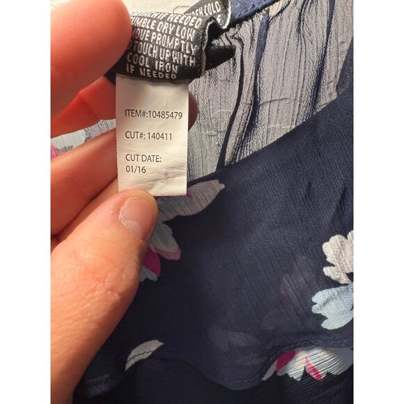 Torrid navy floral chiffon layered ruffle tank top womens 4X fairy career office - Picture 6 of 11